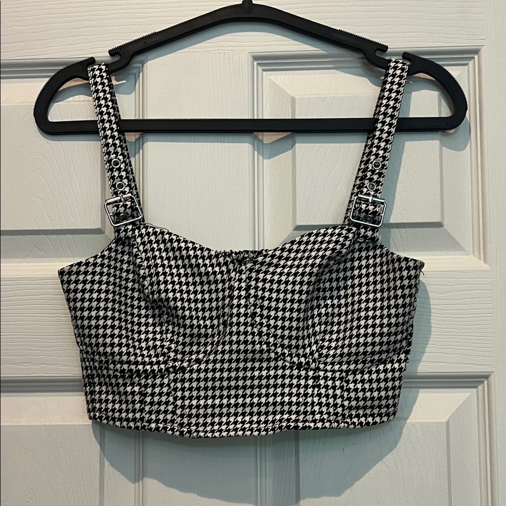 H&M Houndstooth Crop Top size small